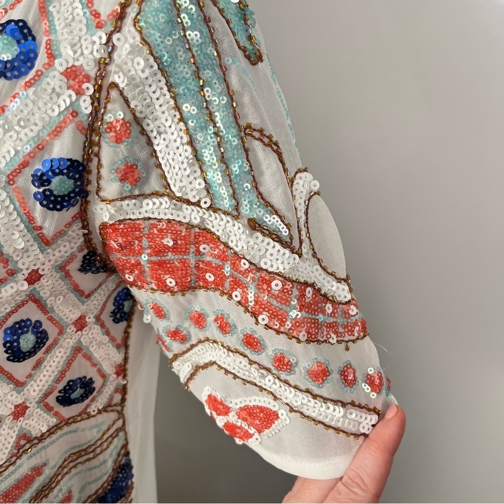 Karlie Sequin Boho Multicolor Patterned Shift Dre… - image 5